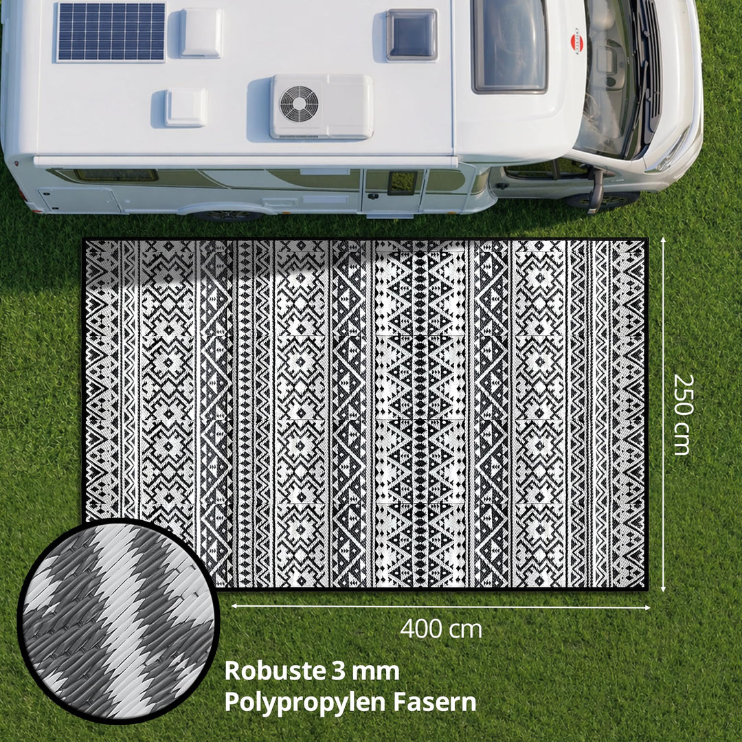Outdoor Teppich 250x400 cm Polypropylen wetterfest faltbar mit Tasche - Bild 4
