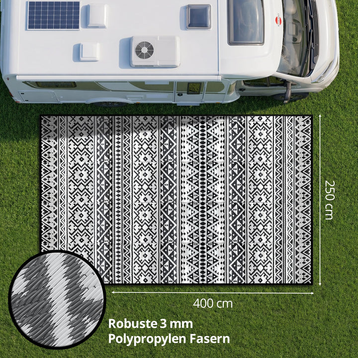 Outdoor Teppich 250x400 cm Polypropylen wetterfest faltbar mit Tasche - Bild 4