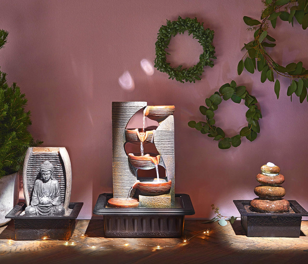 Zimmerbrunnen Steinkrüge mit LED-Beleuchtung, Polyresin, 40x23x31 cm - Bild 5
