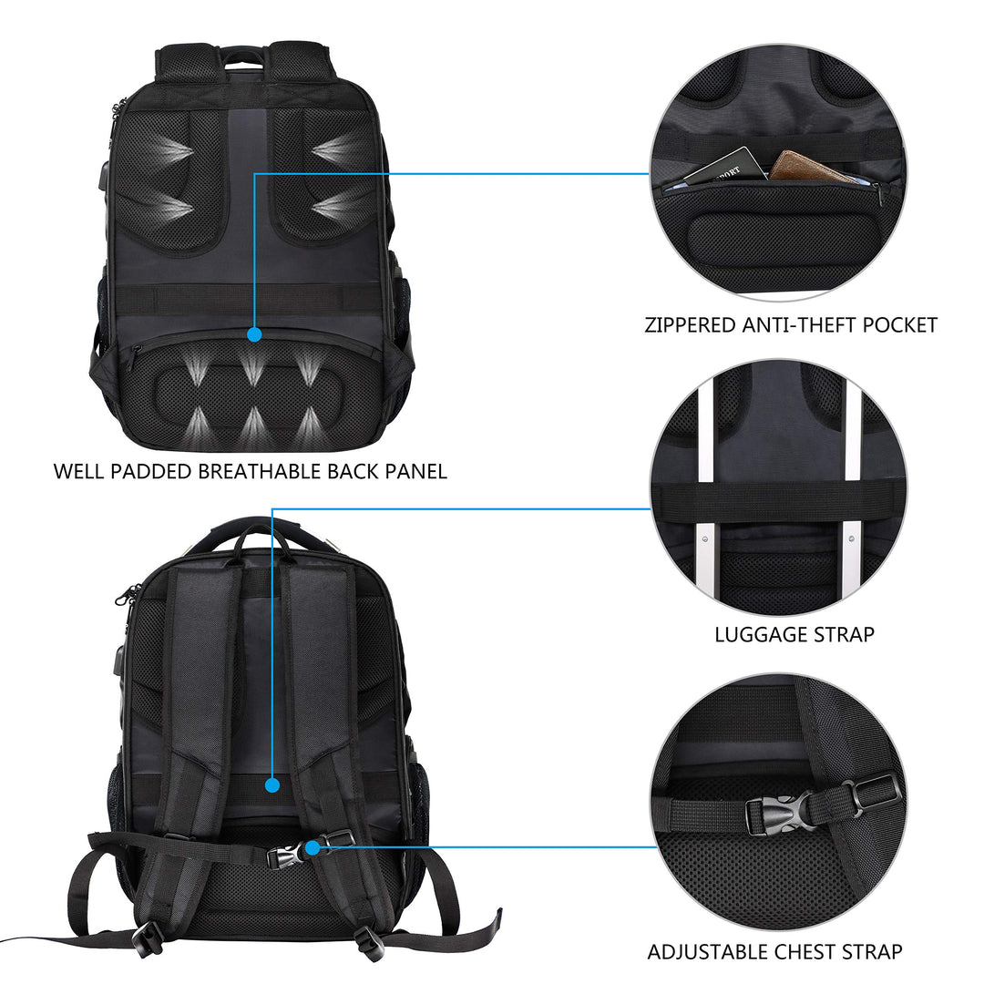 Laptop Rucksack 17,3 Zoll wasserabweisend mit RFID-Schutz &amp; USB-Ladeanschluss - Bild 7