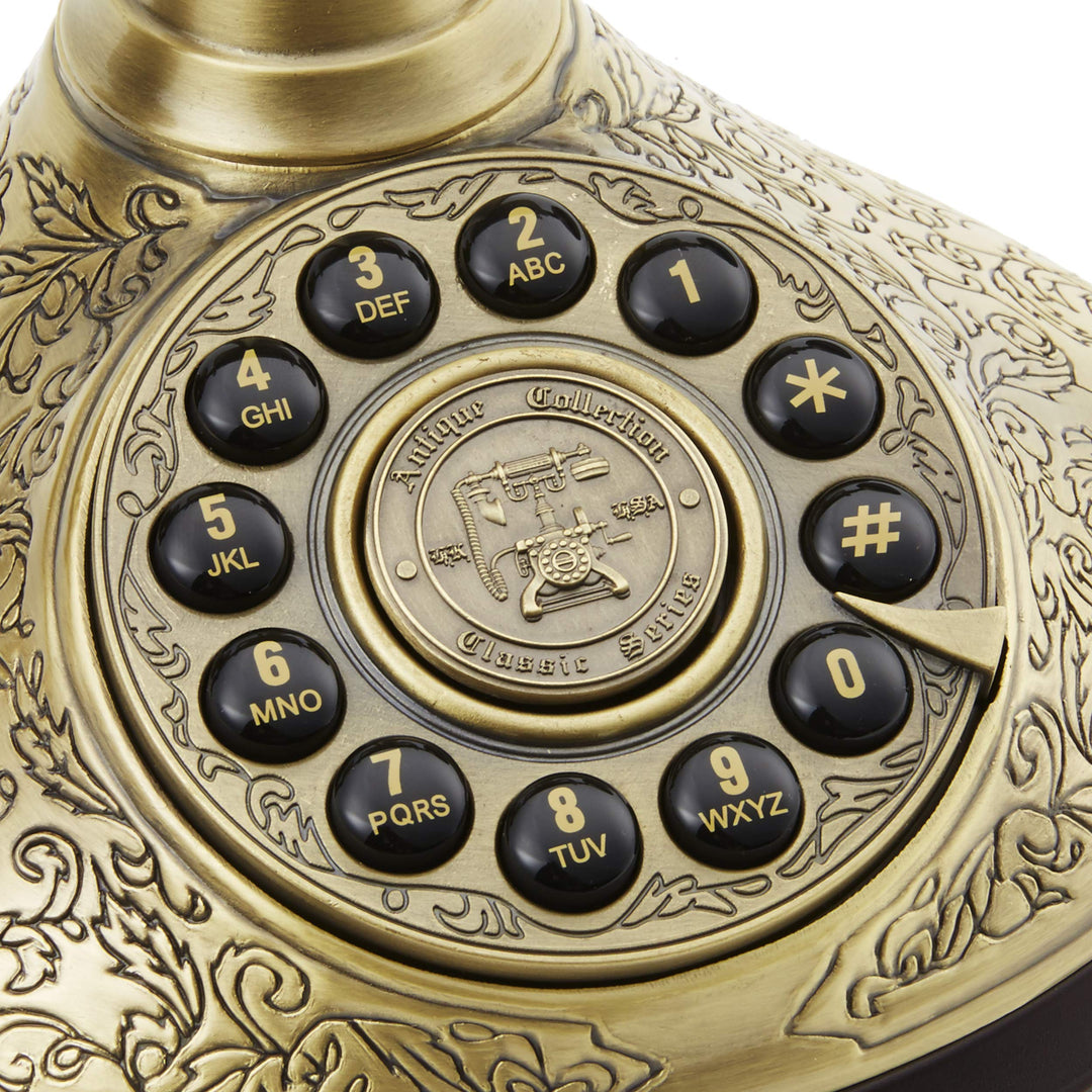 Retro Drucktastentelefon Vintage 1930er Design mit Textilschnur Bronze - Bild 2