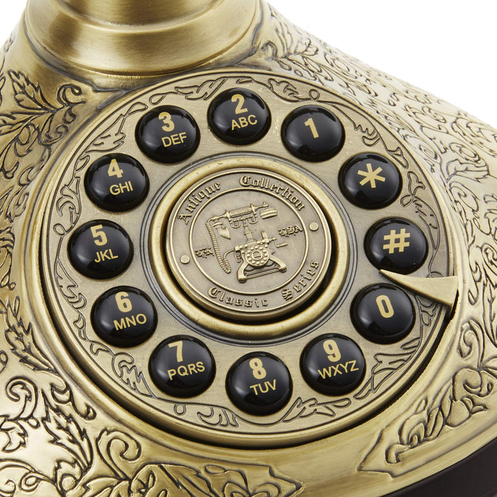 Retro Drucktastentelefon Vintage 1930er Design mit Textilschnur Bronze - Bild 2
