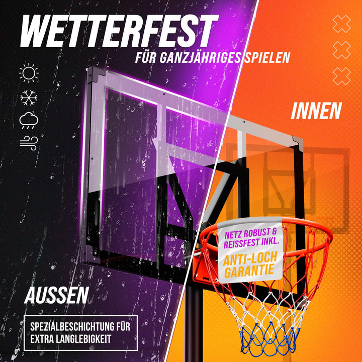 Basketballkorb Outdoor höhenverstellbar 135–305 cm mit Sandsack und Ball - Bild 8