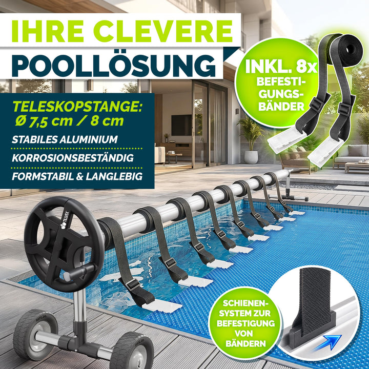 Pool Aufroller Aluminium Teleskop 3–5,70 m für Solar- &amp; Abdeckplane - Bild 5