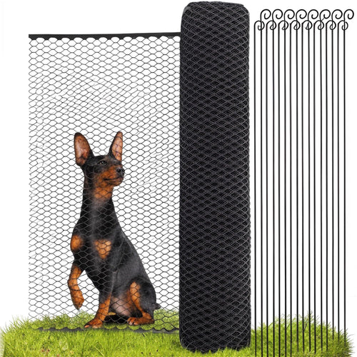 Hundezaun 25m Schwarz 120cm hoch engmaschig für Garten & Camping