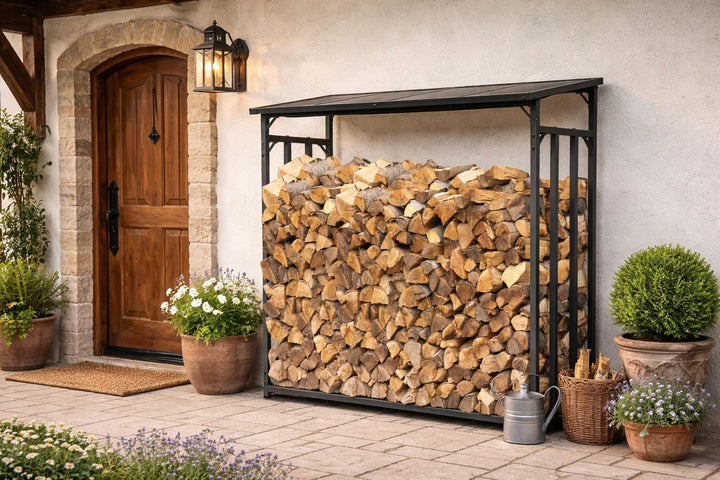 Kaminholzregal Aussen XXL 185x70x185 cm Stahl Anthrazit mit Dach - Bild 3