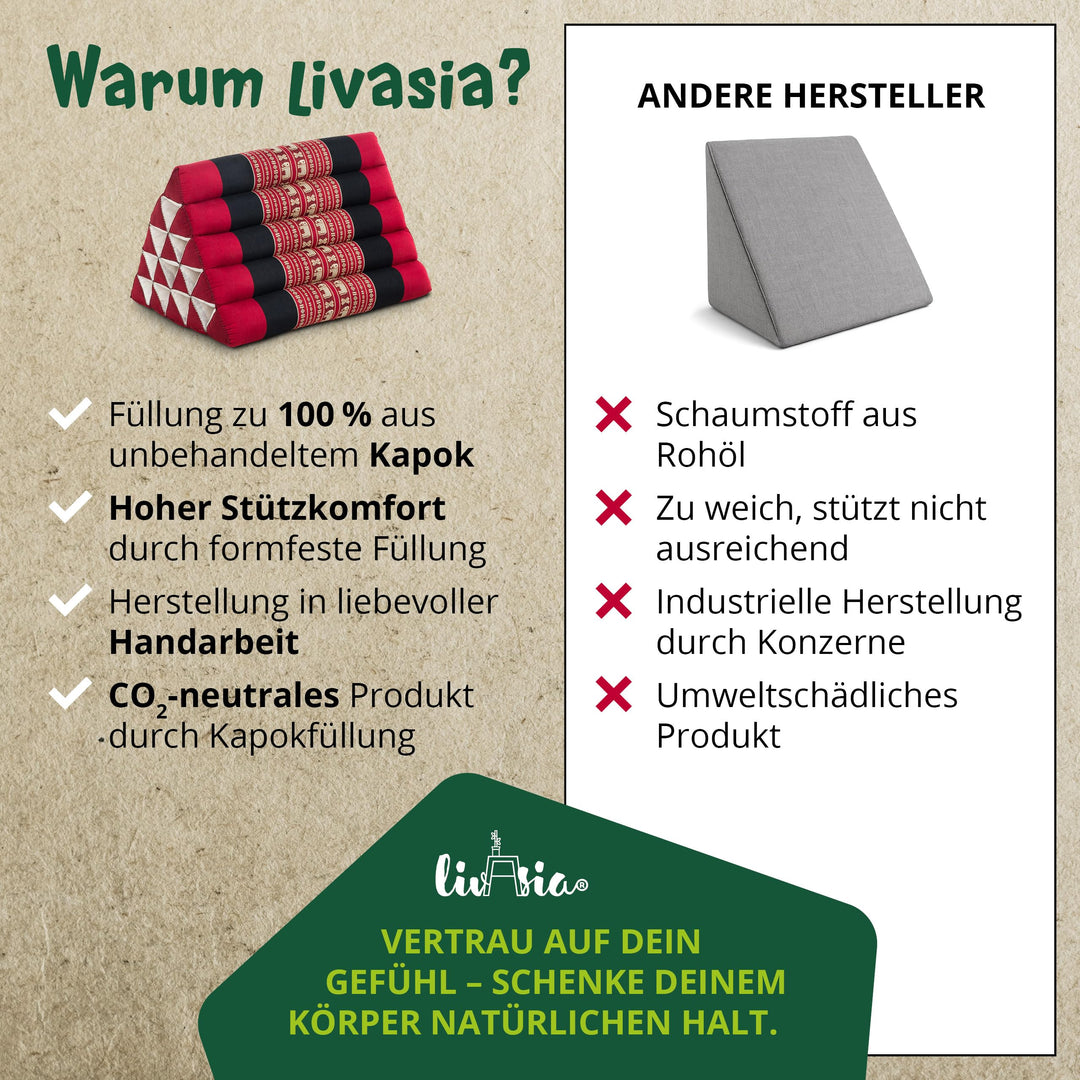 Dreieckskissen Kapok extrahoch 38x55x35cm für Garten und Balkon - Bild 6