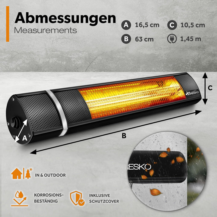 Infrarot Heizstrahler 2000W mit Fernbedienung Innen &amp; Aussen - Bild 5