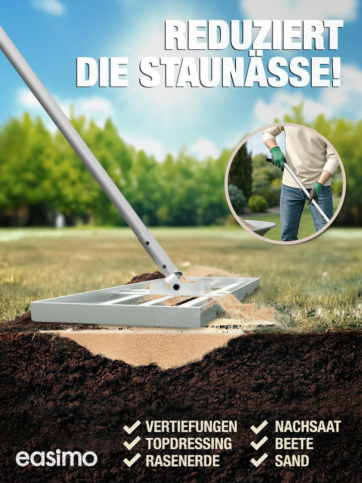 Rasen Rakel Stahl 114x25 cm mit 2,13 m Stiel zur Rasennivellierung - Bild 6