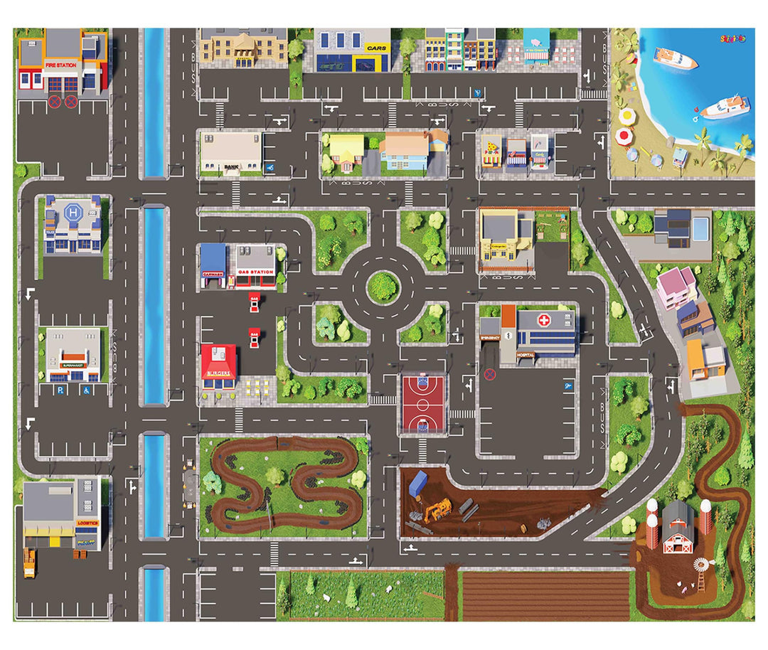 Spielteppich Strasse &amp; Stadt 200x160 cm abwaschbar rutschfest