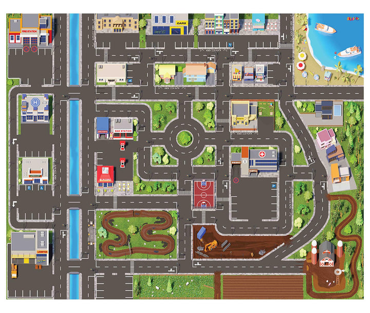 Spielteppich Strasse &amp; Stadt 200x160 cm abwaschbar rutschfest