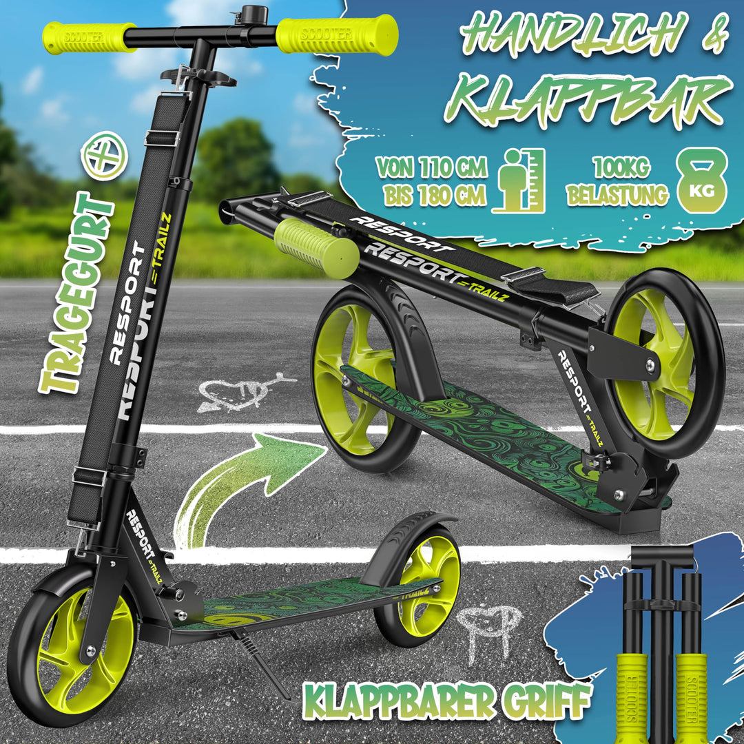 Cityroller klappbar 200mm PU-Rollen höhenverstellbar bis 100kg - Bild 2