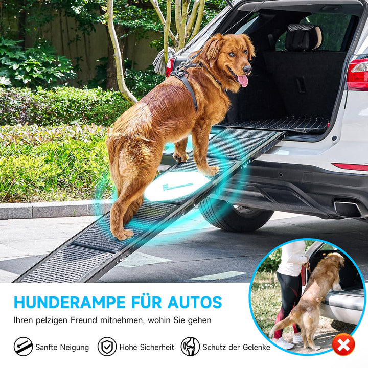 Hunderampe Auto klappbar 170cm Aluminium bis 90kg rutschfest - Bild 2