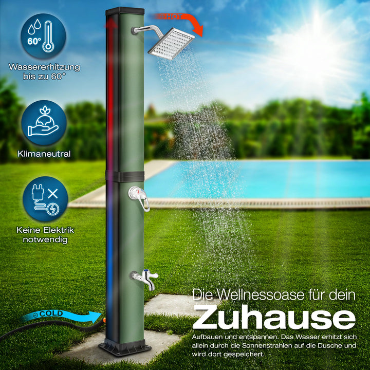 Solardusche 40 L mit Abdeckung schwarz/grün Gartendusche - Bild 3