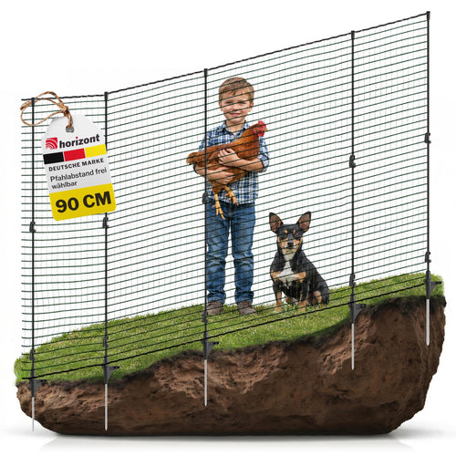 Mobiler Hundezaun Netz 15m x 90cm mit 9 Fiberglas-Pfählen