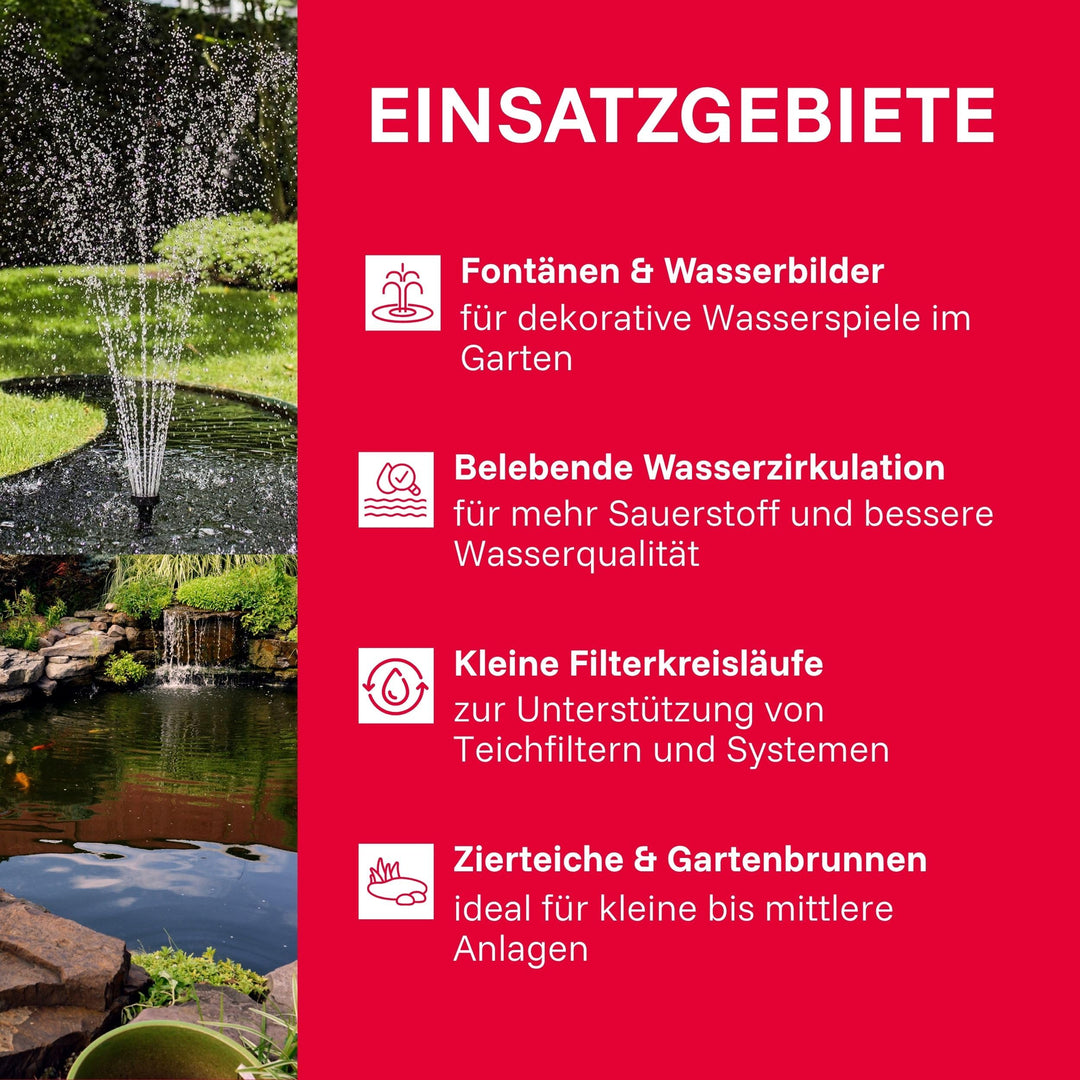 Teichpumpe 4-in-1 für Filter, Bachlauf &amp; Fontäne bis 3500 l/h - Bild 3