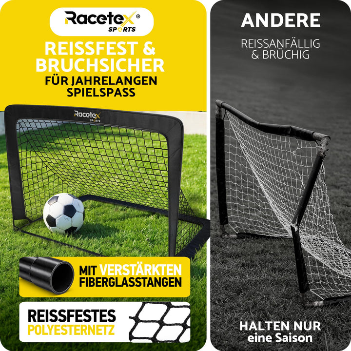 Fussballtor Kinder 2er-Set faltbar mit Glasfaserstangen und Tragetasche - Bild 3