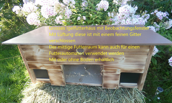 Igelfutterhaus XXL Vollholz 80x40x32cm mit Beobachtungsfenster - Bild 3