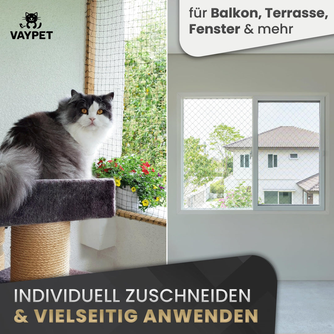 Katzennetz Balkon ohne Bohren 6x3m drahtverstärkt schwarz - Bild 5