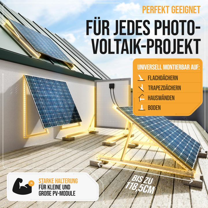 Balkonkraftwerk Halterung Aluminium 118 cm für 2 Solarmodule 4er-Set - Bild 7
