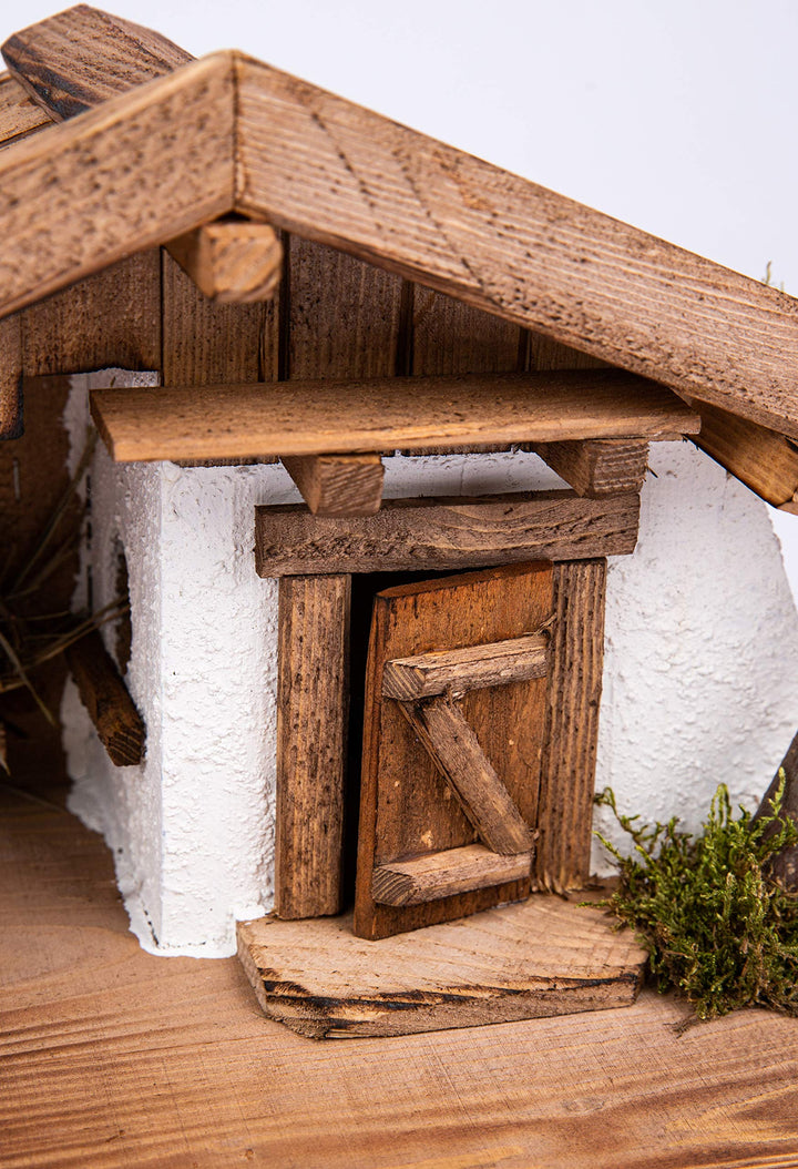 Weihnachtskrippe Holz Handarbeit 40x21x22 cm Echtholz Braun - Bild 2