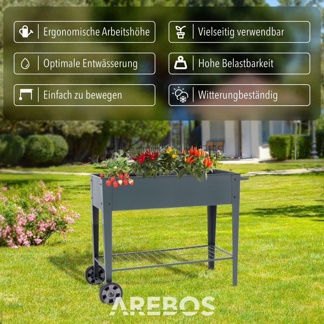 Hochbeet Metall mit Rollen 80 cm Höhe 75 L für Balkon Terrasse - Bild 3