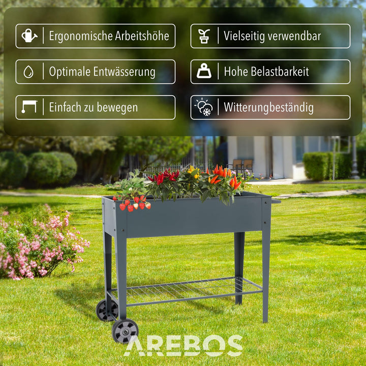 Hochbeet Metall mit Rollen 80 cm Höhe 75 L für Balkon Terrasse - Bild 3