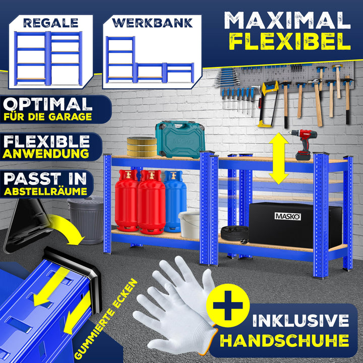 Schwerlastregal 2er-Set Metall MDF 160x80x40 cm 700 kg Keller Garage - Bild 4
