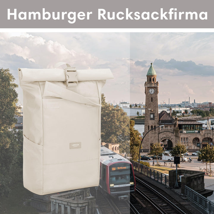 Rolltop Rucksack 16-20 Liter mit Laptopfach wasserabweisend Sand - Bild 8