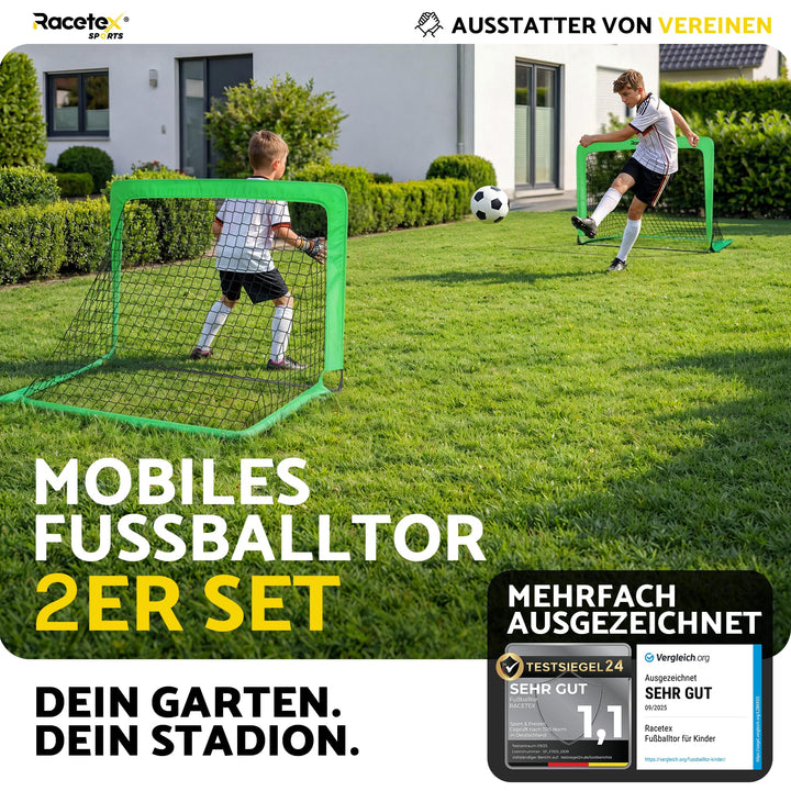 Fussballtor Kinder 2er Set faltbar mit Glasfaserstangen neongrün - Bild 2