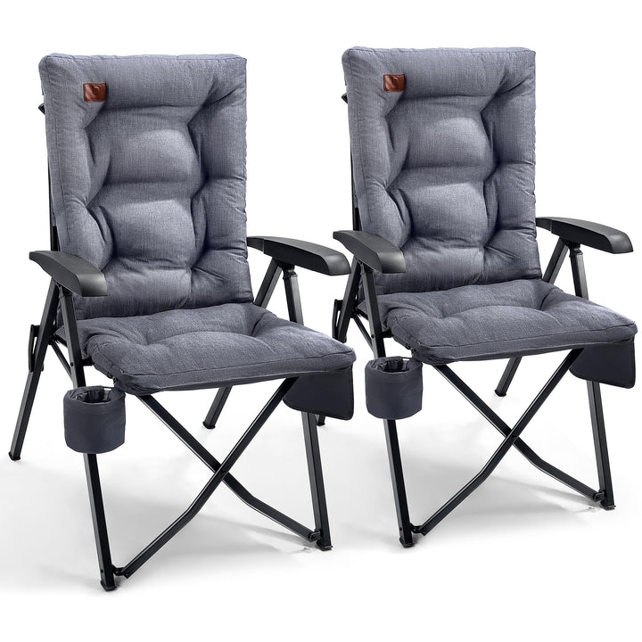 Campingstuhl faltbar gepolstert 2er-Set 150 kg Traglast grau