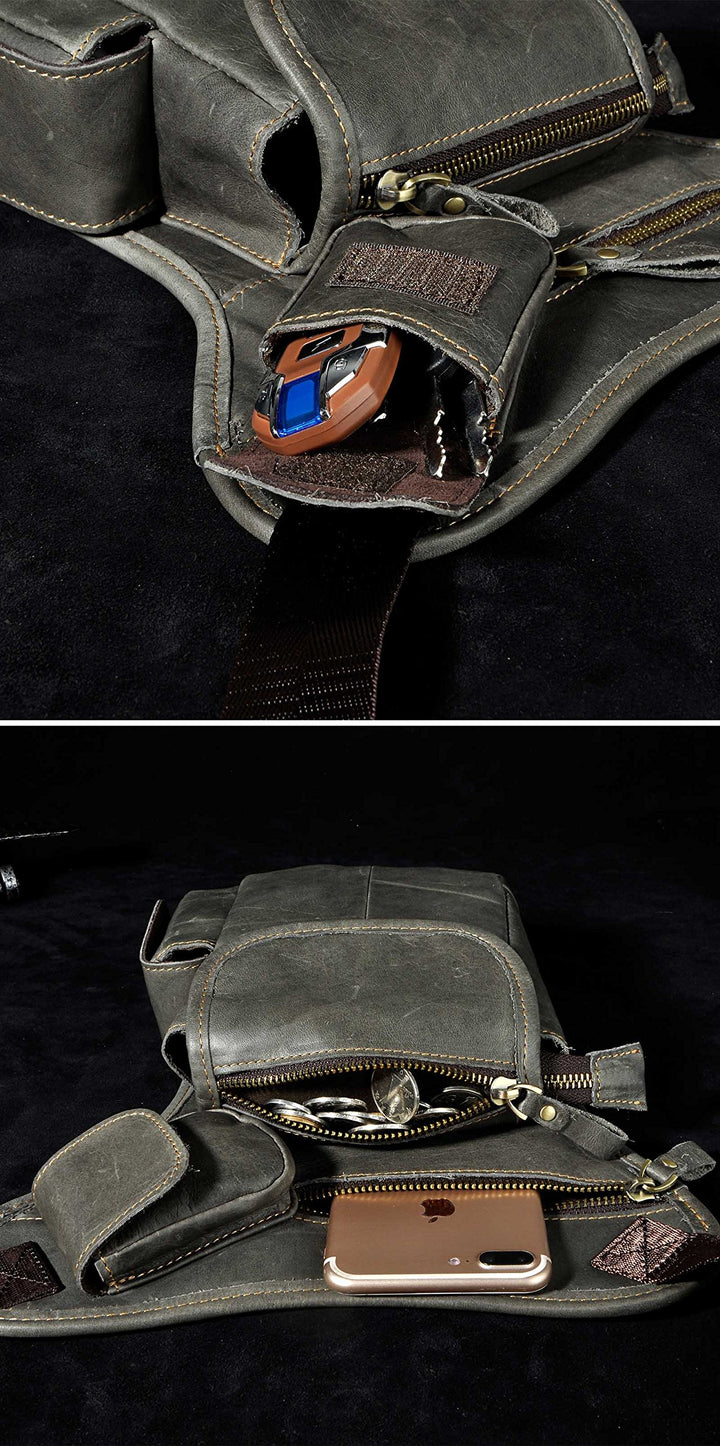 Beinholster Echtleder Grau Hüft-Beintasche für Motorrad &amp; Outdoor - Bild 6