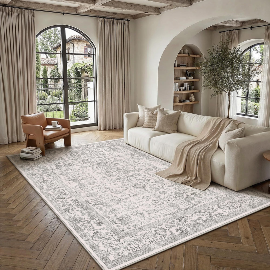 Vintage Teppich Wohnzimmer 240x300 cm waschbar Polyester Retro - Bild 6