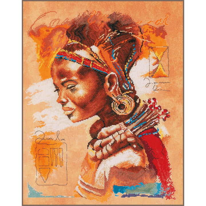 Kreuzstich-Set Afrikanische Frau Zählmuster 39x49 cm Baumwolle
