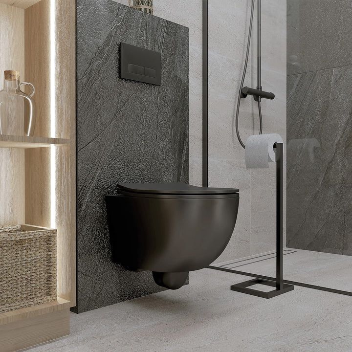 Wand-WC spülrandlos Schwarz matt mit Soft-Close Sitz 360x480x375 mm - Bild 2