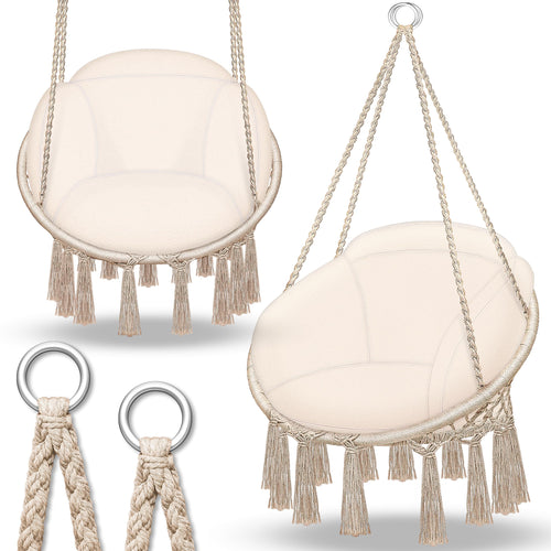 Hängesessel mit Kissen Baumwollgeflecht 200 kg Indoor Outdoor