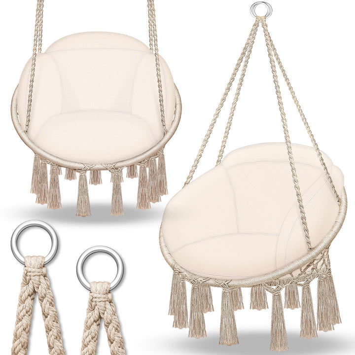 Hängesessel mit Kissen Baumwollgeflecht 200 kg Indoor Outdoor