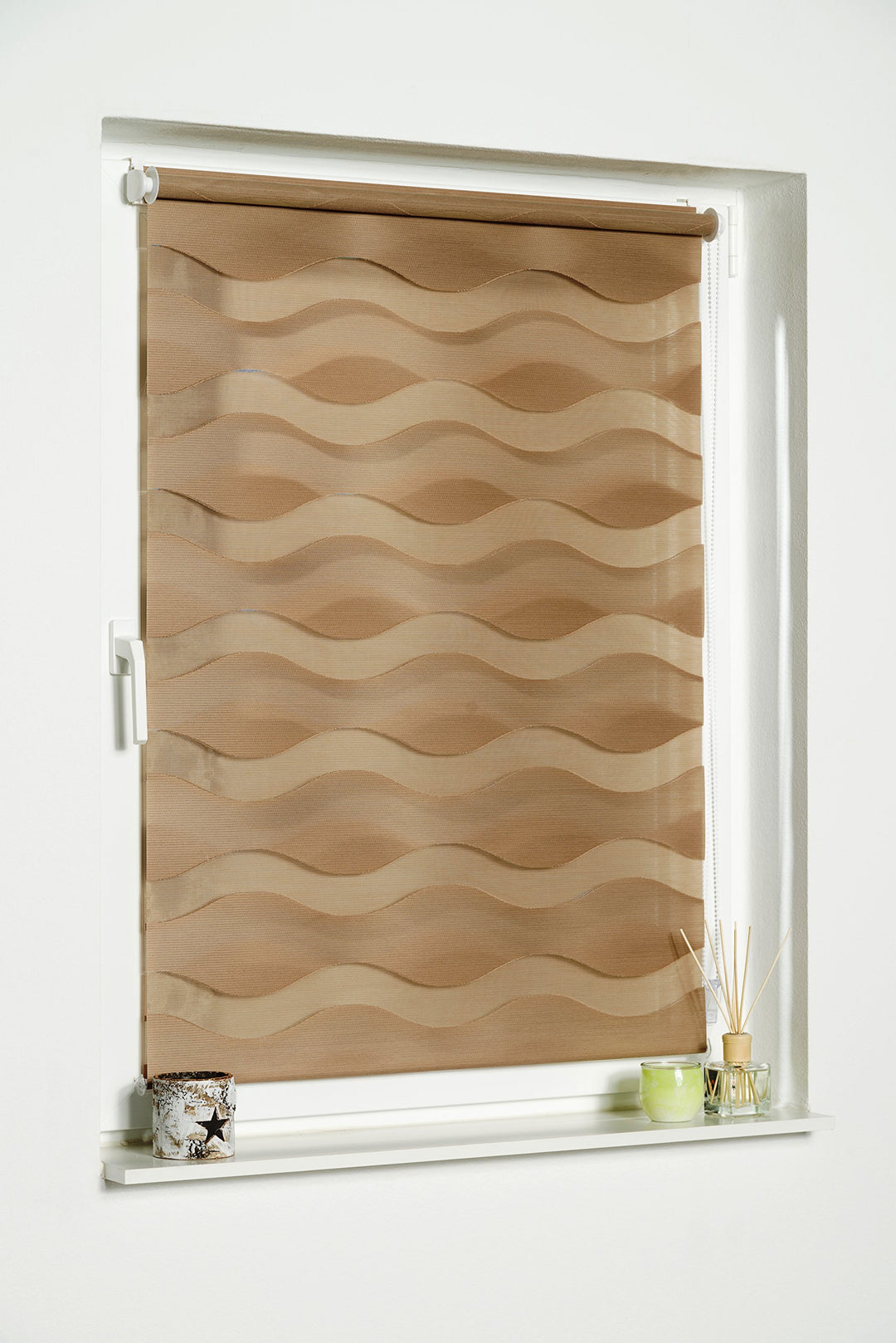 Doppelrollo Klemmfix Welle Taupe 70x200 cm ohne Bohren - Bild 2
