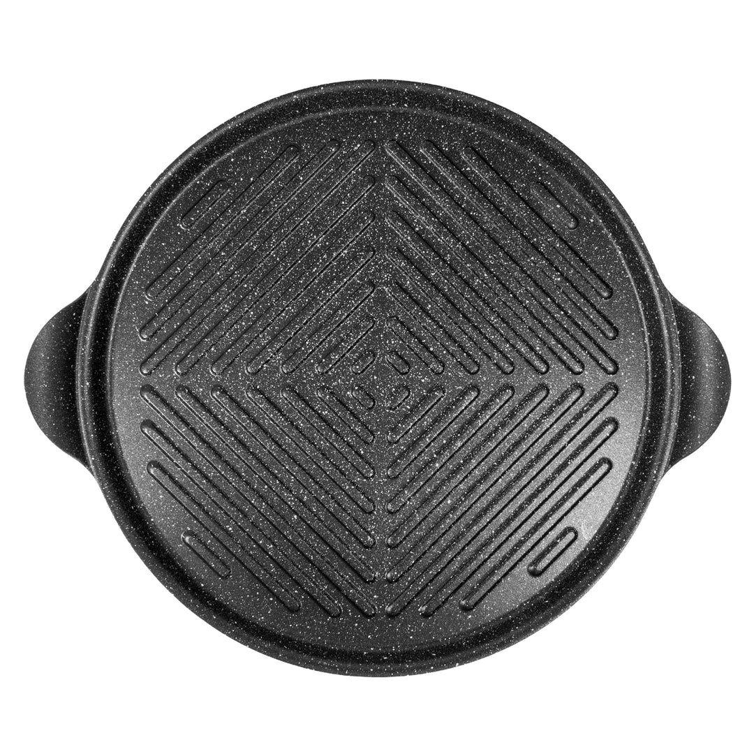 Grillpfanne rund Aluminium Antihaft Steinoptik 25 cm für Herd &amp; Backofen - Bild 3
