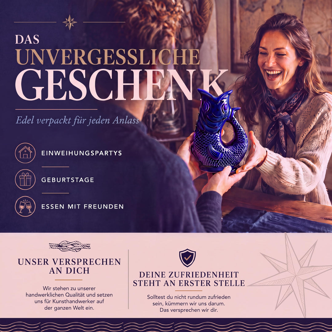 Fischkrug Keramik 1,5 L mit Klang-Effekt Dunkelblau - Bild 6