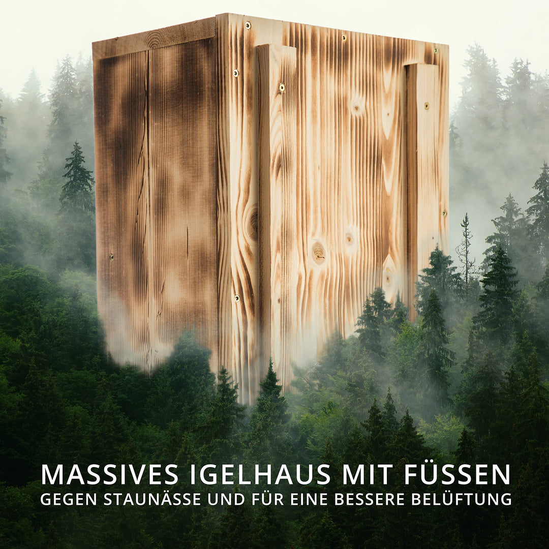 Igelhaus XXXL Vollholz 20mm mit Labyrintheingang und Rattenklappe - Bild 6