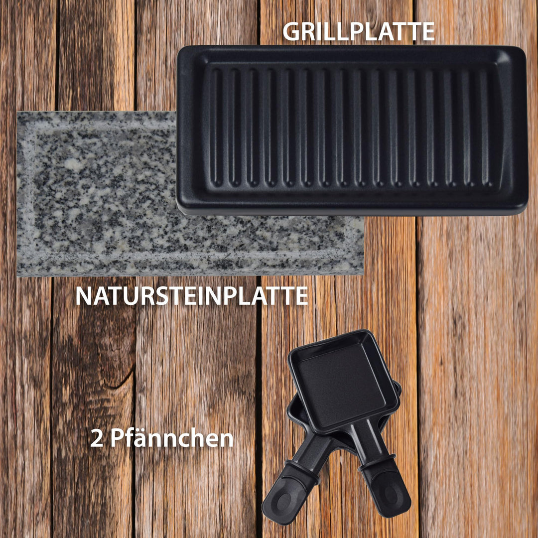 Raclette-Set 2 Personen mit heissem Stein und Grillplatte 350 W - Bild 4