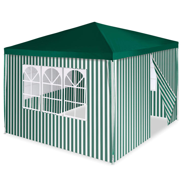 Pavillon 3x3 m Stahl grün-weiss gestreift mit 4 Seitenteilen - Bild 2