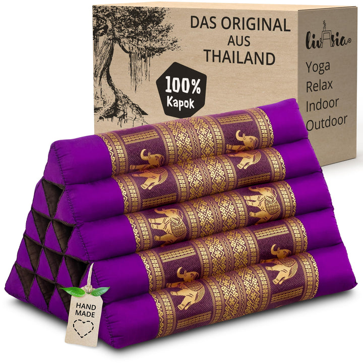 Rückenstützkissen Dreieck Kapok Thaiseide 38x55x35 cm extrahoch