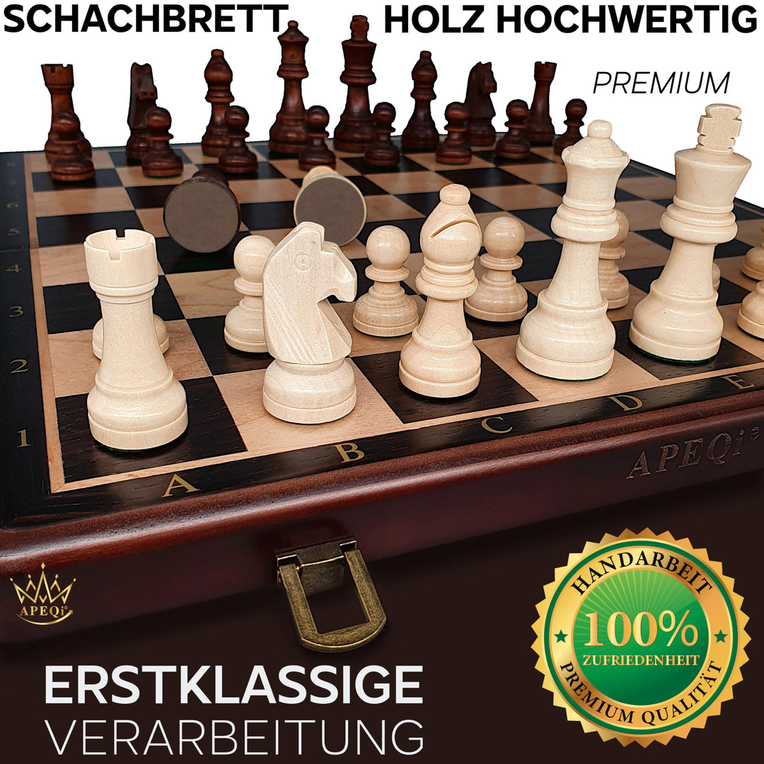 Schachspiel Holz magnetisch 38x38cm mit Metallverschluss - Bild 3