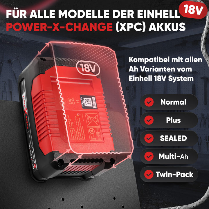 Wandhalterung Einhell Akku &amp; Ladegerät Schwarz Doppel 18V - Bild 2