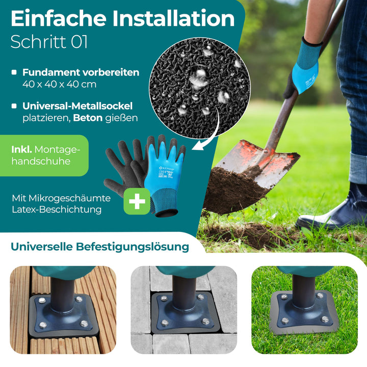 Sonnenschirmständer Bodenanker Stahl pulverbeschichtet Anthrazit für Ampelschirm - Bild 3