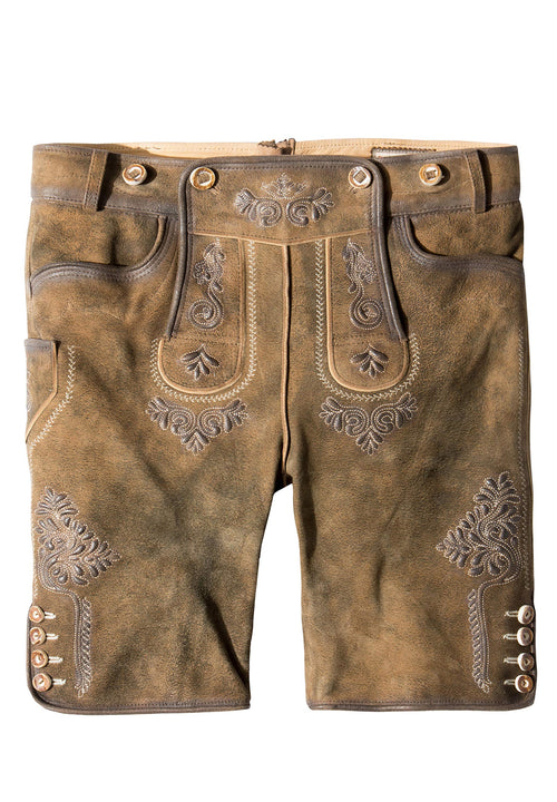 Herren Lederhose Wildbockleder Hirschoptik mit Träger Gr. 44–64