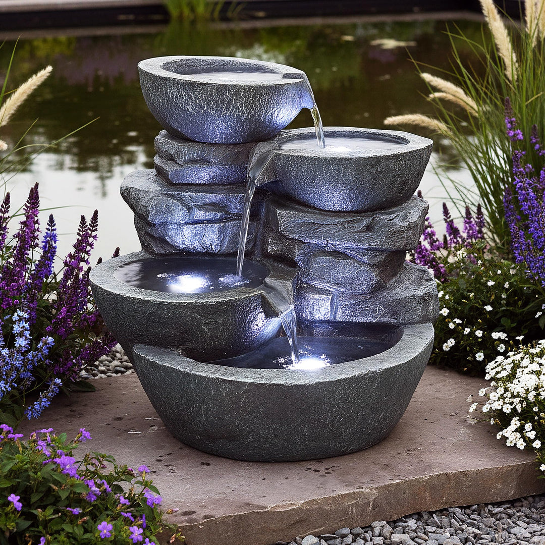Zimmerbrunnen mit LED Beleuchtung Steinoptik Innen &amp; Aussen 48 cm - Bild 8