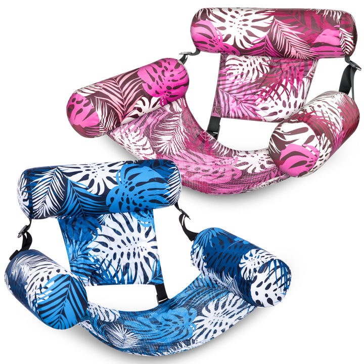 Aufblasbarer Pool-Schwimmsessel 2er-Set 76x41x61 cm Blau/Rosa
